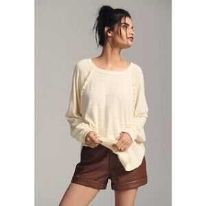 Pilcro Anthropologie Ruffled Raglan Thermal Top in Antique Size Medium